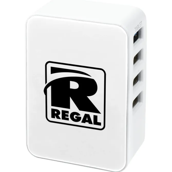 4 Port USB Folding Wall Charger - 24 hr