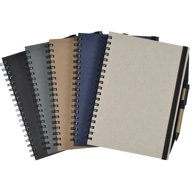 Recycled Spiral Journal with Pen - 10 inches x 7 inches
