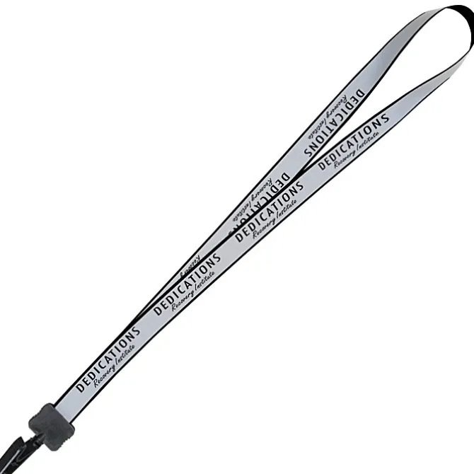 Reflective Lanyard - 3/4 inch - 32 inches - Plastic Bulldog Clip