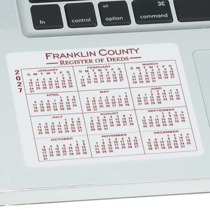 Removable Laptop Calendar - 3 1/4 inches x 3 3/4 inches