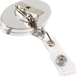 Retractable Badge Holder - Oval - Chrome Finish - Label