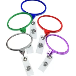 Retractable Badge Holder - Oval - Chrome Finish - Label