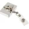 Retractable Badge Holder - Rectangle - Chrome Finish - Label