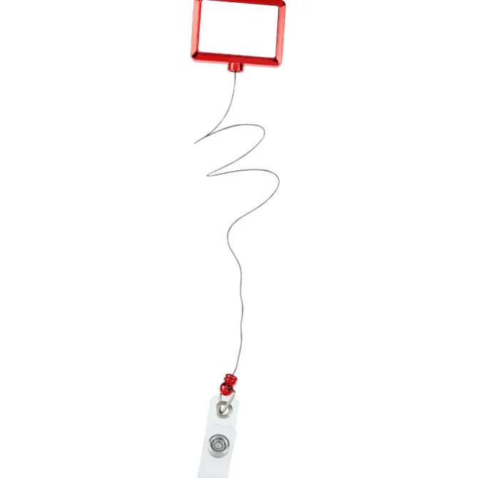Retractable Badge Holder - Rectangle - Chrome Finish - Label