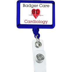 Retractable Badge Holder - Rectangle - Chrome Finish - Label
