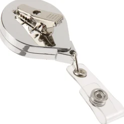 Retractable Badge Holder - Round - Chrome Finish - Label