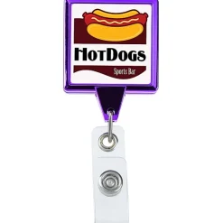 Retractable Badge Holder - Square - Chrome Finish - Label