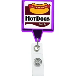 Retractable Badge Holder - Square - Chrome Finish - Label