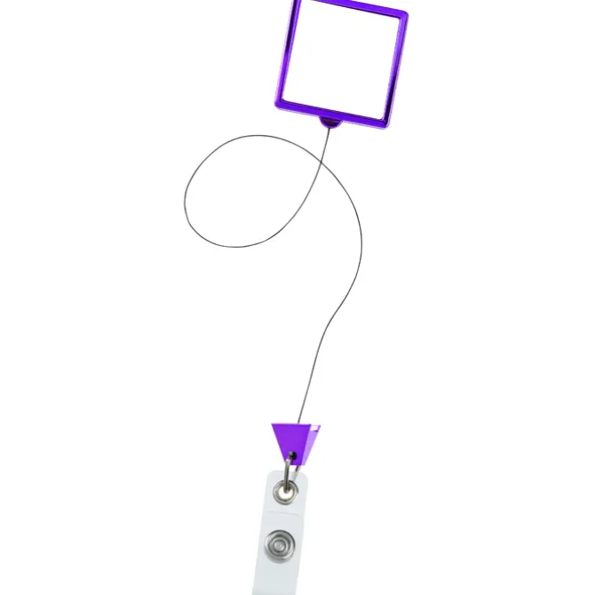 Retractable Badge Holder - Square - Chrome Finish - Label