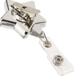 Retractable Badge Holder - Star - Chrome Finish - Label