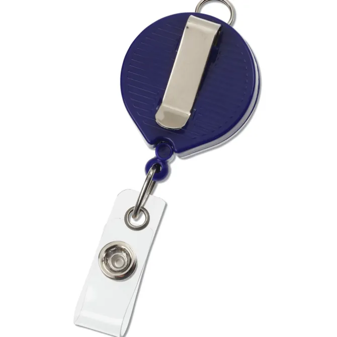 Retractable Badge Holder with Lanyard Attachment - Round - Opaque - Label