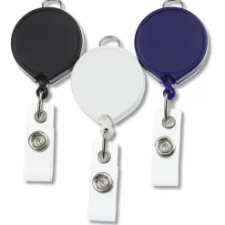Retractable Badge Holder with Lanyard Attachment - Round - Opaque - Label