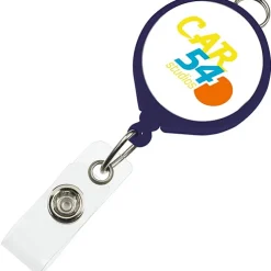 Retractable Badge Holder with Lanyard Attachment - Round - Opaque - Label