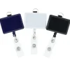 Retractable Badge Holder with Lanyard Attachment - Rectangle - Label