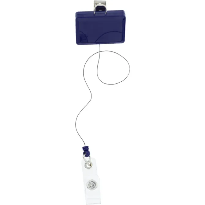 Retractable Badge Holder with Lanyard Attachment - Rectangle - Label