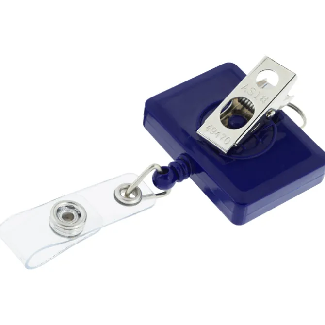 Retractable Badge Holder with Lanyard Attachment - Rectangle - Label