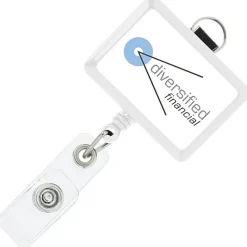 Retractable Badge Holder with Lanyard Attachment - Rectangle - Label