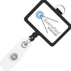 Retractable Badge Holder with Lanyard Attachment - Rectangle - Label