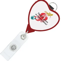 Retractable Badge Holder with Lanyard Attachment - Heart - Label