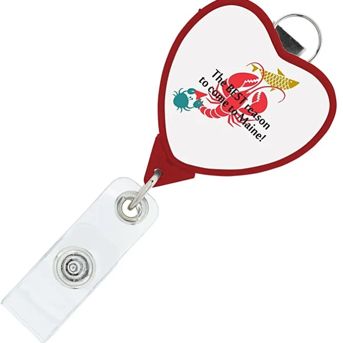 Retractable Badge Holder with Lanyard Attachment - Heart - Label
