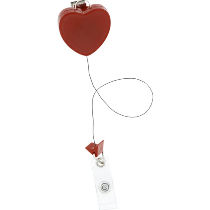 Retractable Badge Holder with Lanyard Attachment - Heart - Label