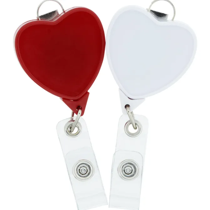 Retractable Badge Holder with Lanyard Attachment - Heart - Label