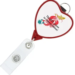 Retractable Badge Holder with Lanyard Attachment - Heart - Label