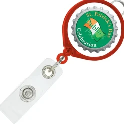 Retractable Badge Holder with Lanyard Attachment - Round - Translucent - Label
