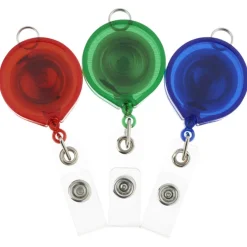 Retractable Badge Holder with Lanyard Attachment - Round - Translucent - Label