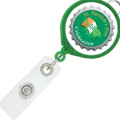 Retractable Badge Holder with Lanyard Attachment - Round - Translucent - Label