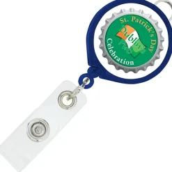 Retractable Badge Holder with Lanyard Attachment - Round - Translucent - Label
