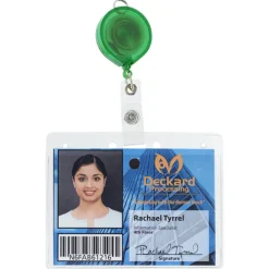 Retractable Badge Holder with Lanyard Attachment - Round - Translucent - Label
