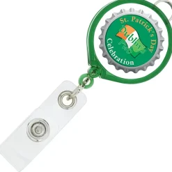 Retractable Badge Holder with Lanyard Attachment - Round - Translucent - Label
