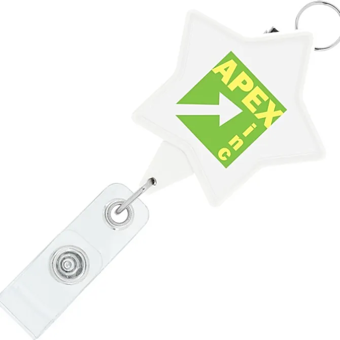 Retractable Badge Holder with Lanyard Attachment - Star - Label