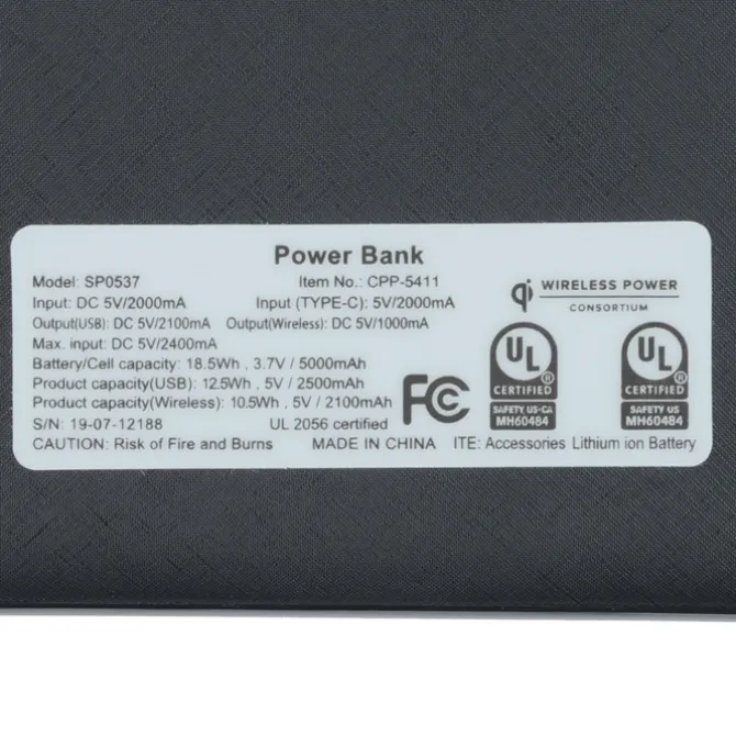 Ridge Line Qi Wireless Power Bank - 5000 mAh