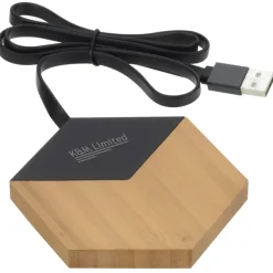 SCX Bamboo Light-Up Logo Hexa Wireless Charger