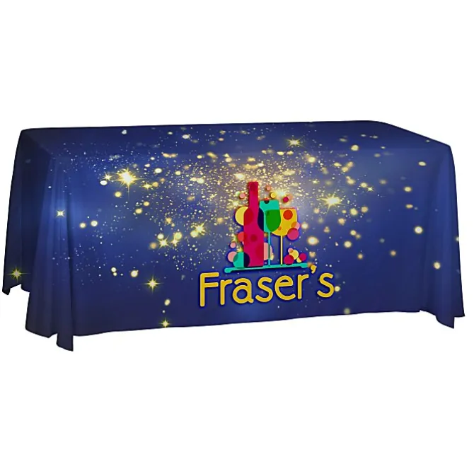 Serged Open-Back Polyester Table Throw - 6 feet - Full Color