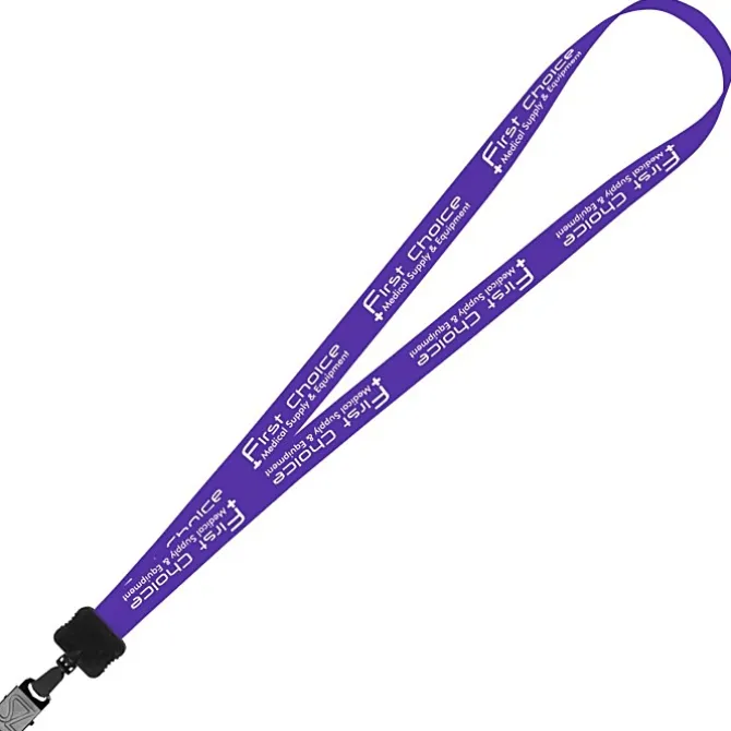 Smooth Nylon Lanyard - 3/4 inches - 32 inches - Large Metal Bulldog Clip