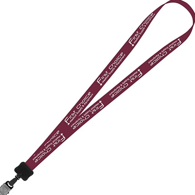 Smooth Nylon Lanyard - 3/4 inches - 32 inches - Large Metal Bulldog Clip