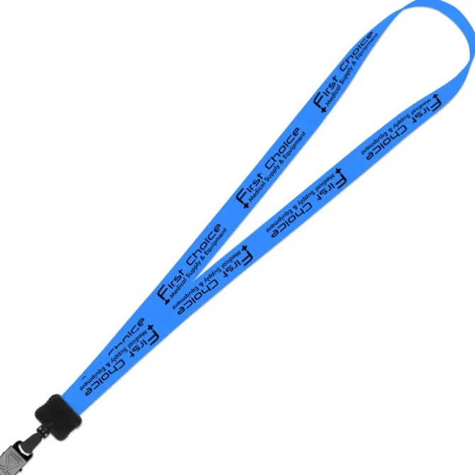 Smooth Nylon Lanyard - 3/4 inches - 34 inches - Large Metal Bulldog Clip