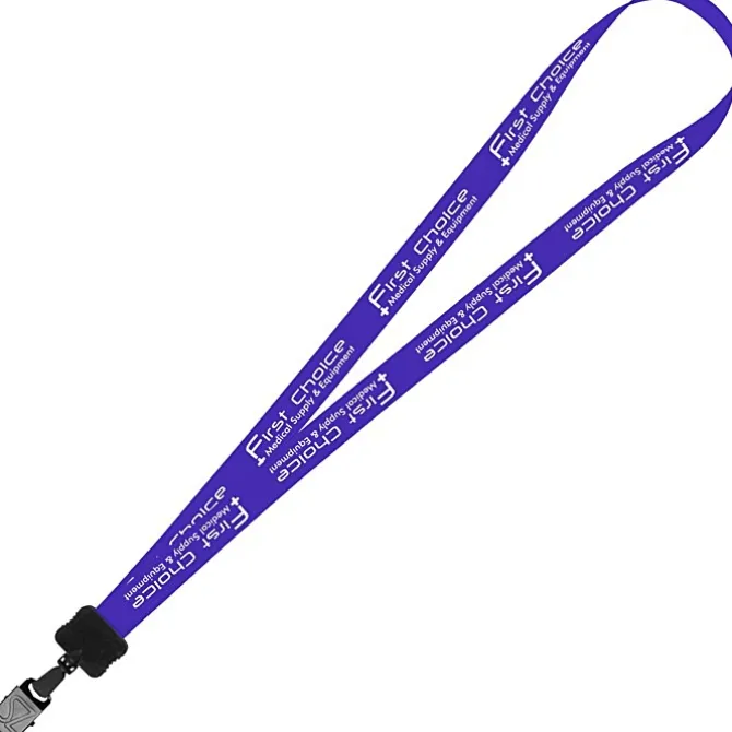 Smooth Nylon Lanyard - 3/4 inches - 34 inches - Large Metal Bulldog Clip - 24 hr