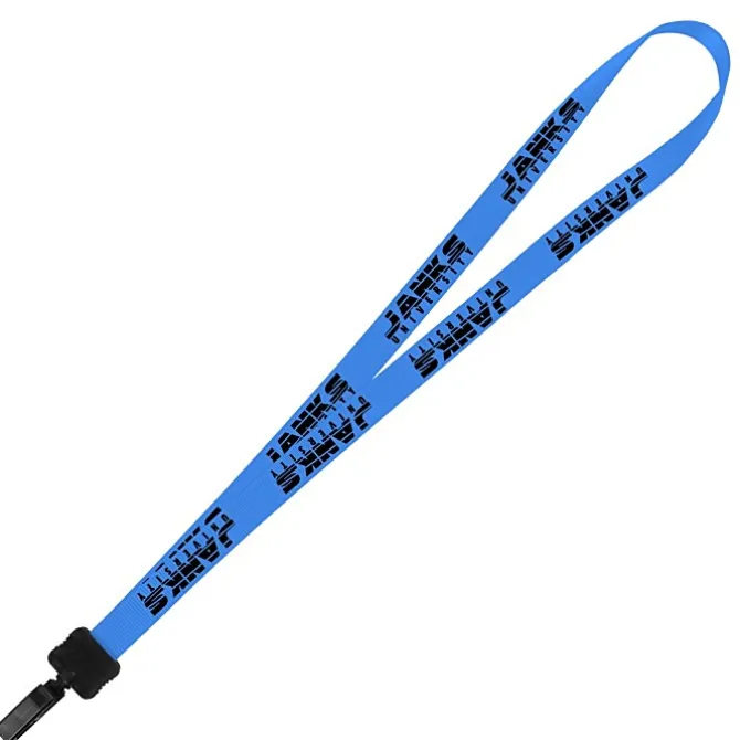 Smooth Nylon Lanyard - 3/4 inches - 32 inches - Plastic Bulldog Clip - 24 hr