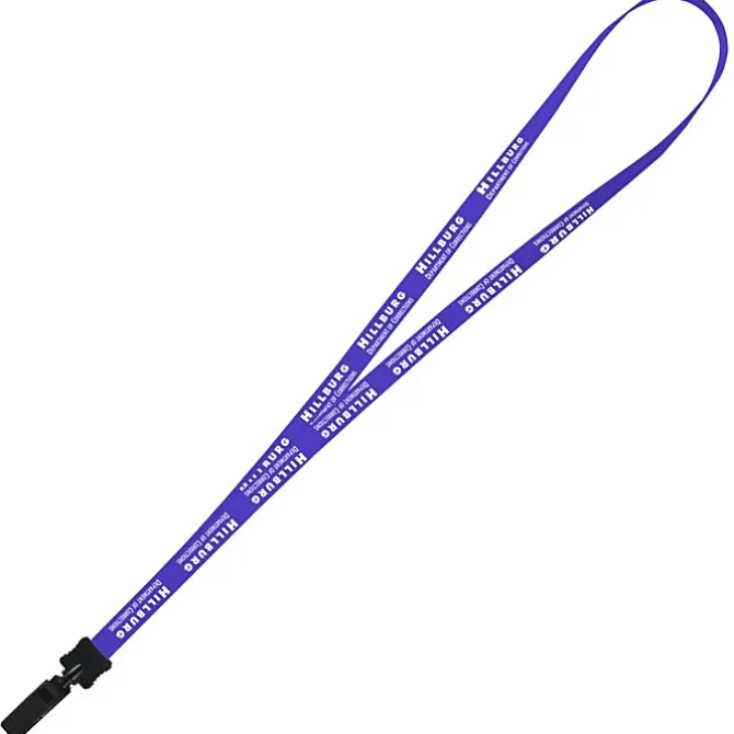 Smooth Nylon Lanyard - 1/2 inch - 32 inches - Plastic Bulldog Clip