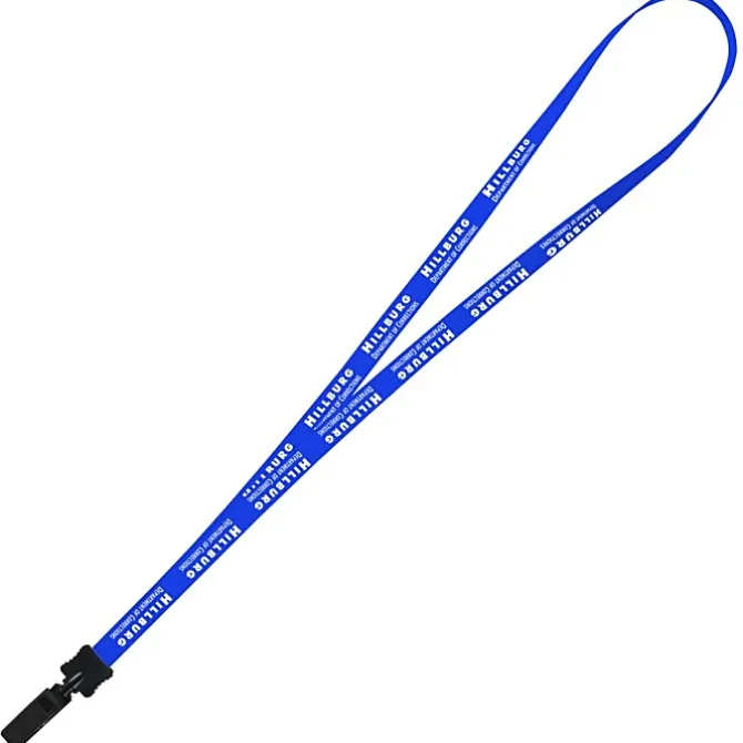 Smooth Nylon Lanyard - 1/2 inch - 34 inches - Plastic Bulldog Clip