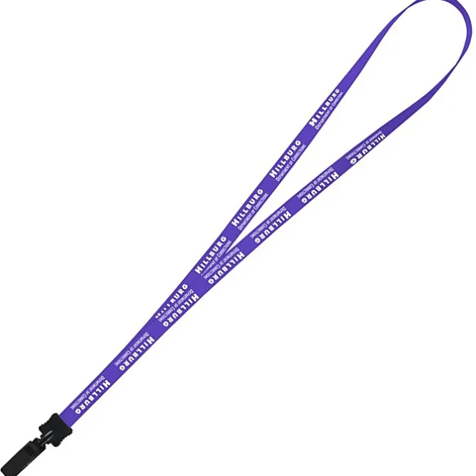 Smooth Nylon Lanyard - 1/2 inch - 34 inches - Plastic Bulldog Clip