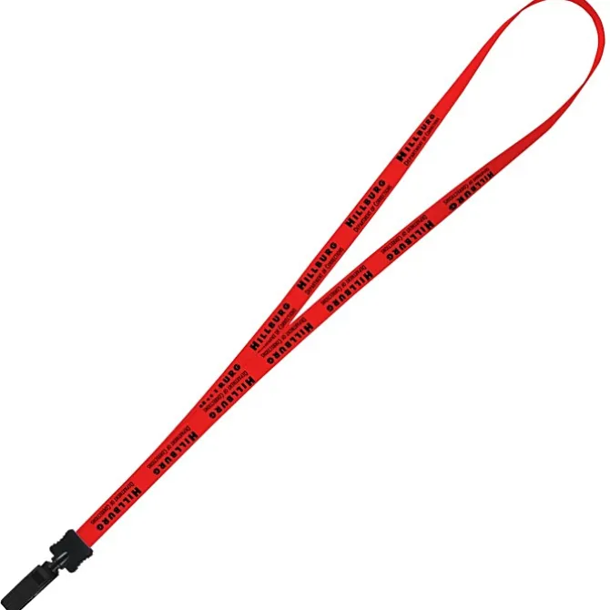 Smooth Nylon Lanyard - 1/2 inch - 36 inches - Plastic Bulldog Clip - 24 hr
