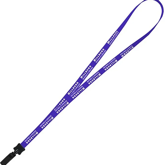 Smooth Nylon Lanyard - 1/2 inch - 36 inches - Plastic Bulldog Clip - 24 hr