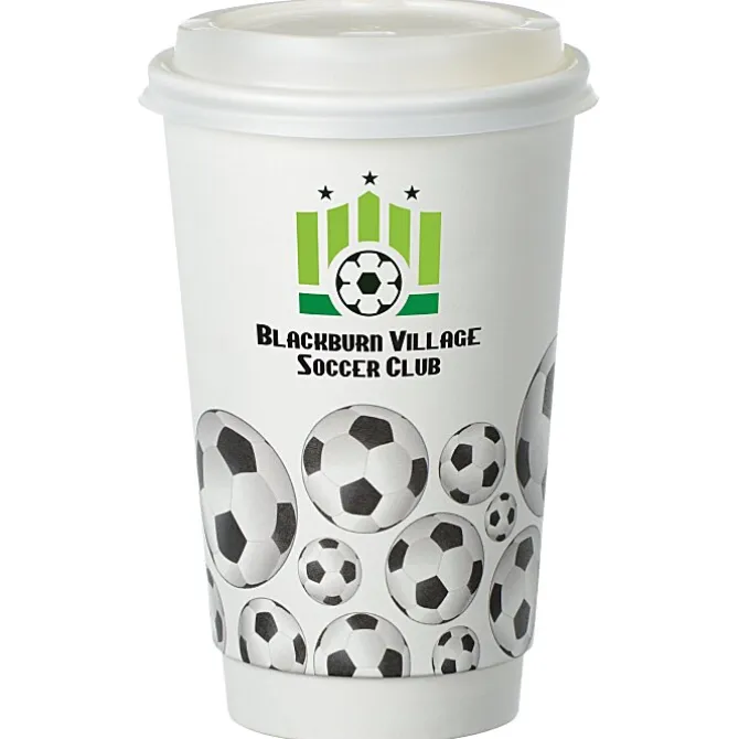 Soccer Full Color Insulated Paper Cup with Lid - 16 oz.
