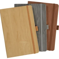 Soft Touch Wood Grain Notebook - Debossed