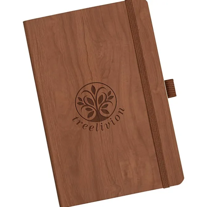 Soft Touch Wood Grain Notebook - Debossed